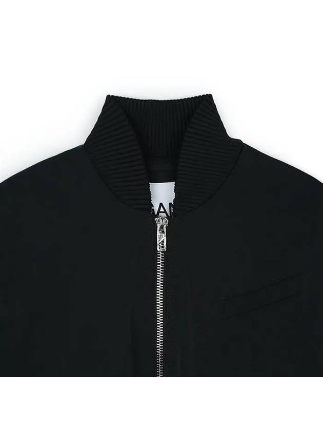 Drop Oversized Zipper Twill Bomber Jacket Black - GANNI - BALAAN 4