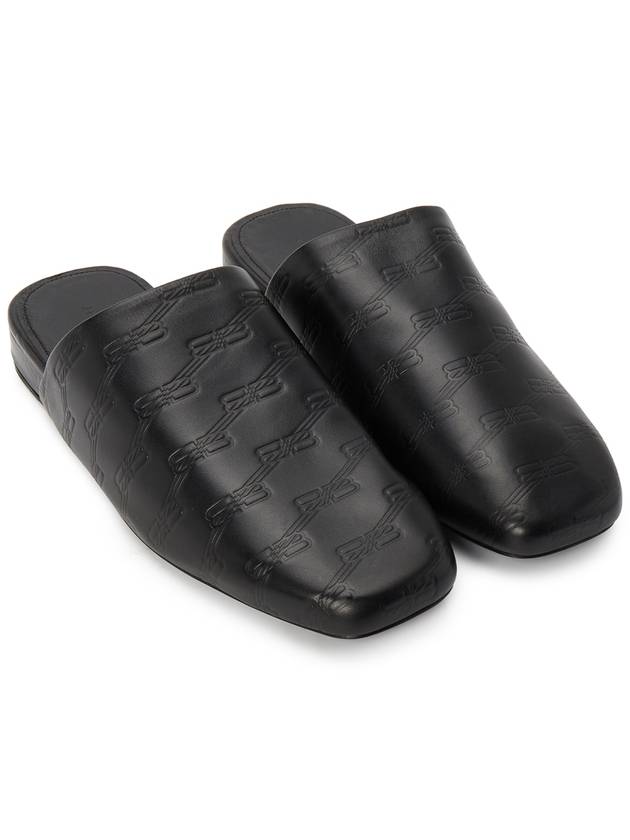 debossed logo leather slippers black - BALENCIAGA - BALAAN.