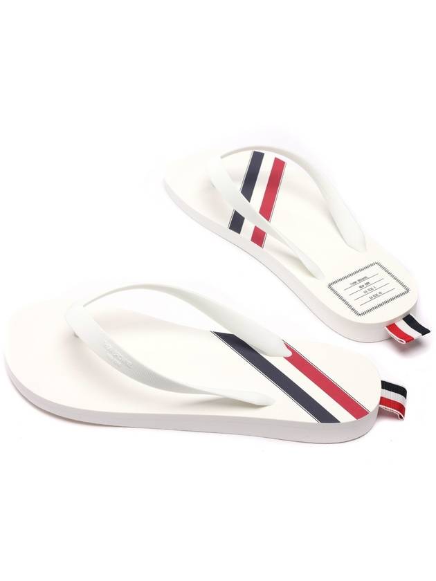 Signature Stripe Rubber Flip Flops White - THOM BROWNE - BALAAN 7