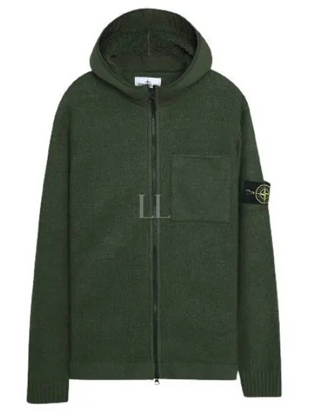 Waffen Patch Fleece Zip Up Hoodie Green - STONE ISLAND - BALAAN 2