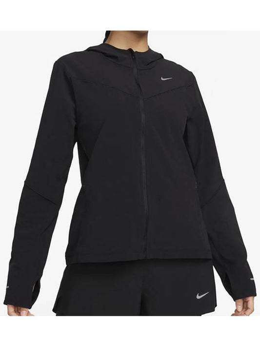 Swift UV Running Hooded Zip-Up Jacket Black - NIKE - BALAAN 1