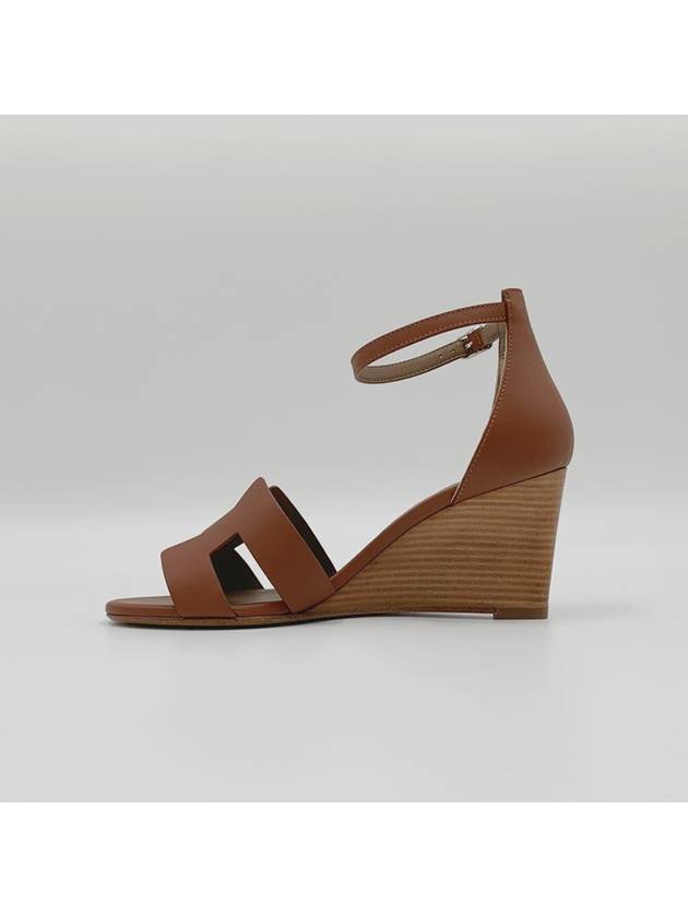 Legend Calfskin Wedge Heels Gold Brown - HERMES - BALAAN 5