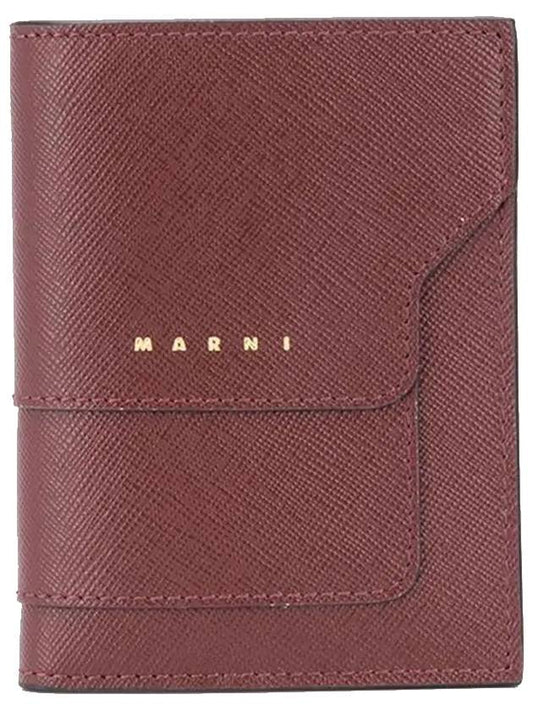 Saffiano Bifold Bifold Wallet Burgundy - MARNI - BALAAN.