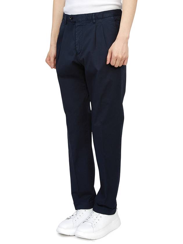 Men's Virgin Wool Straight Pants Navy - DRUMOHR - BALAAN 3