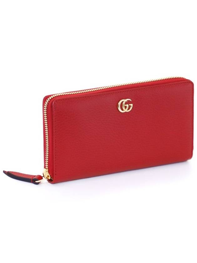 Gucci 456117 Hibiscus Red Gold Plated GG Marmont Zipper Long Wallet - GUCCI - BALAAN 3