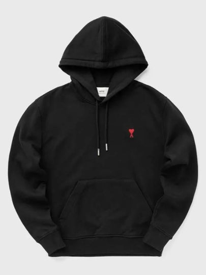 Red Heart Logo Classic Cotton Hoodie Black - AMI - BALAAN 2