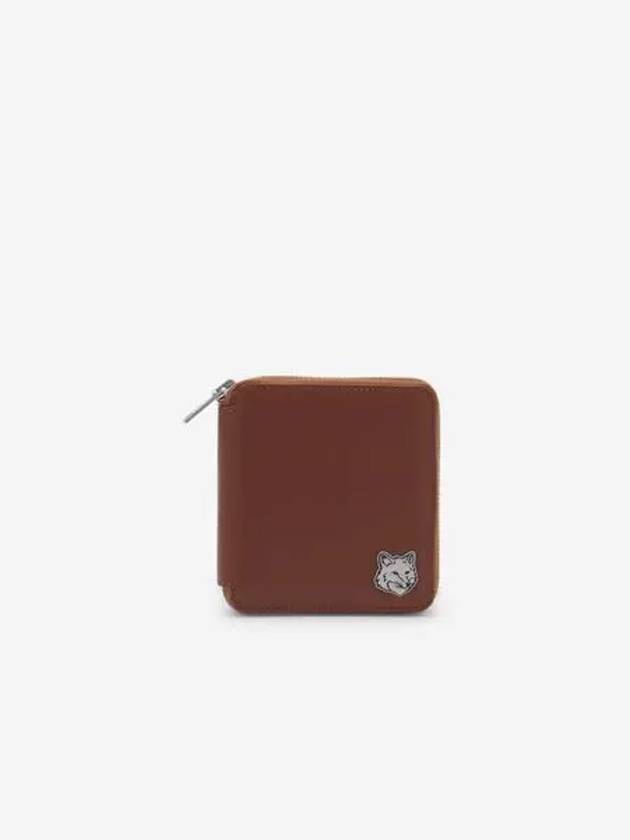 Fox Head Square Zipper Half Wallet Brown - MAISON KITSUNE - BALAAN 2