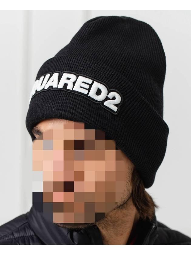 Rib Knit Wool Beanie Black - DSQUARED2 - BALAAN 3