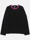 Shadow Project Black Wappen Crew Neck Knit Top Black - STONE ISLAND - BALAAN.