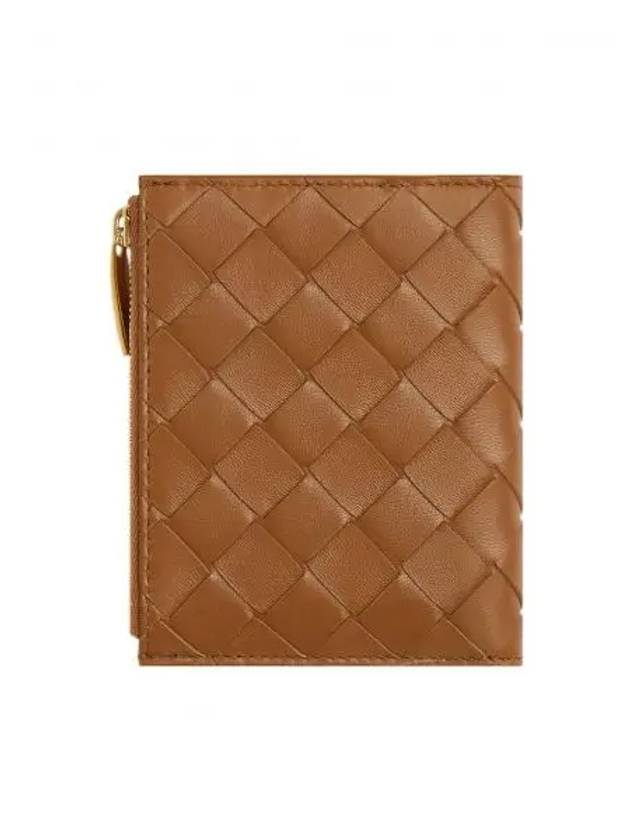 Intrecciato Small Leather Half Wallet Wood - BOTTEGA VENETA - BALAAN 2