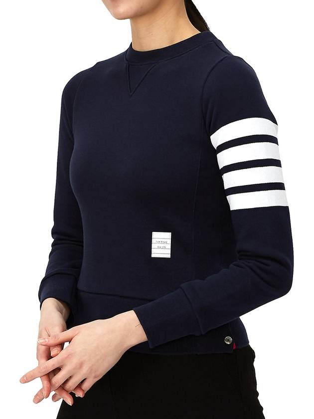 Engineered 4 Bar Stripe Loopback Jersey Knit Crewneck Sweatshirt Navy - THOM BROWNE - BALAAN 6