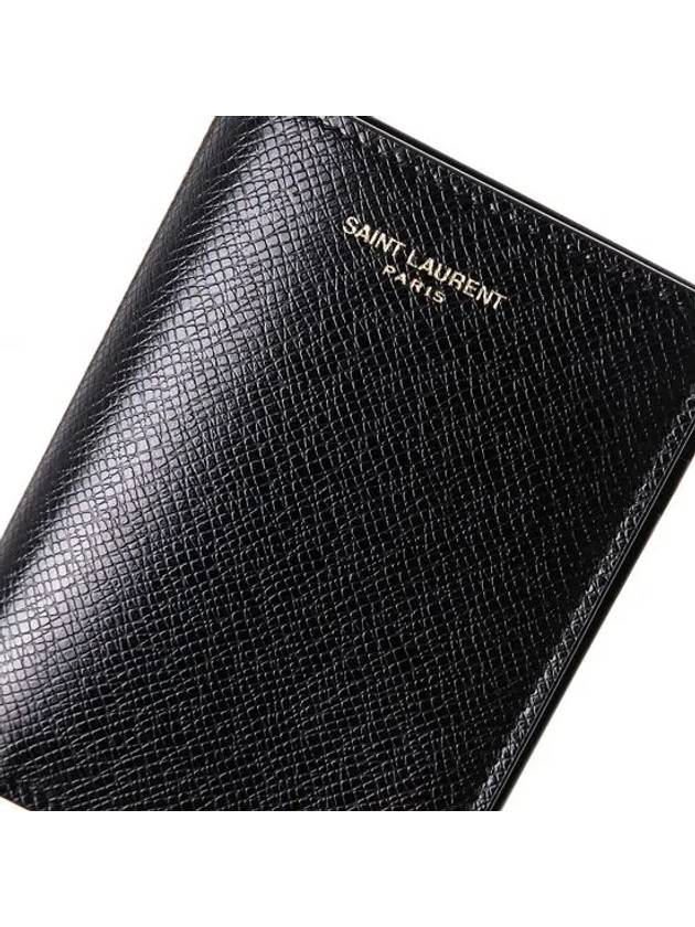 Paris Credit Coated Leather Card Wallet Black - SAINT LAURENT - BALAAN 6