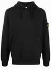 Wappen Patch Cotton Fleece Hoodie Black - STONE ISLAND - BALAAN 2