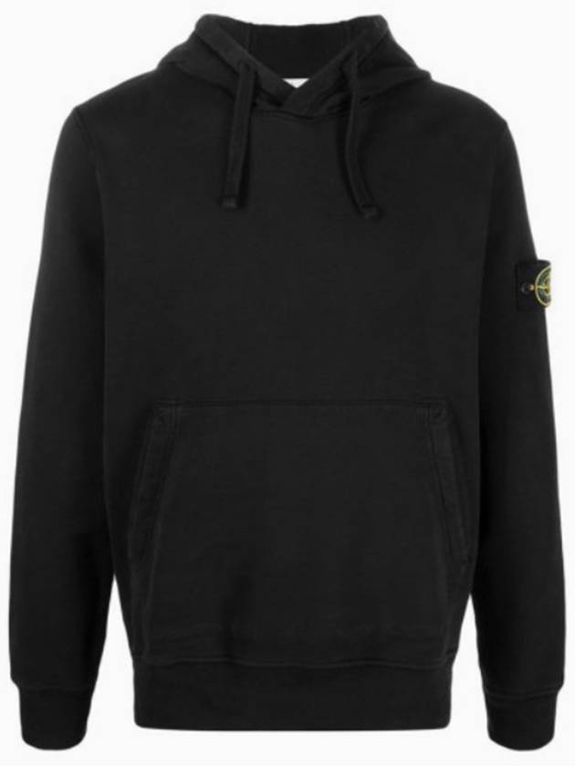 Wappen Patch Cotton Fleece Hoodie Black - STONE ISLAND - BALAAN 2