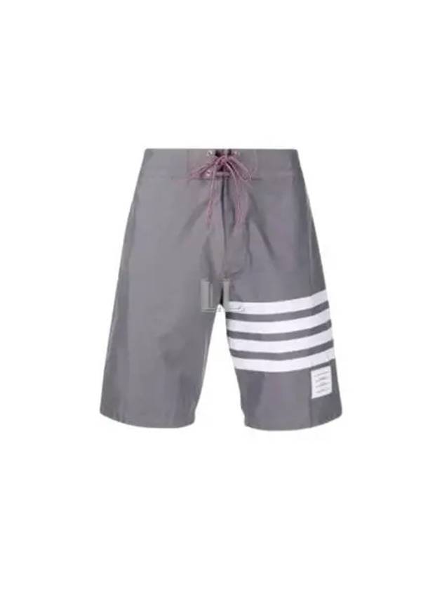 Men's Diagonal Drawstring Waist Board Swim Shorts Mid Grey - THOM BROWNE - BALAAN 2