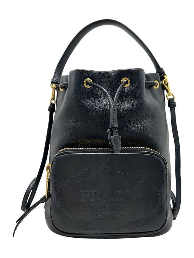 Women s 1BH038 Calfskin Black Bucket Tote Bag Strap - PRADA - BALAAN 1