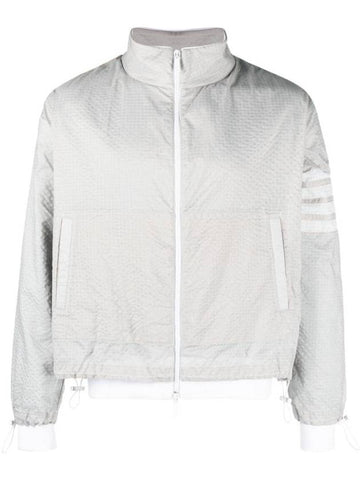 4 Bar Stripe Ripstop Zip-up Jacket Grey - THOM BROWNE - BALAAN 1