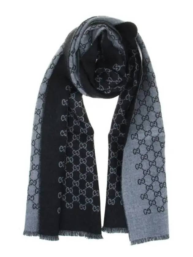 double jacquard GG pattern muffler gray - GUCCI - BALAAN.