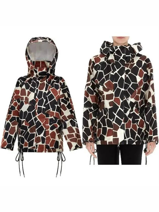 Print 1952 Hooded Windbreaker Brown - MONCLER - BALAAN.