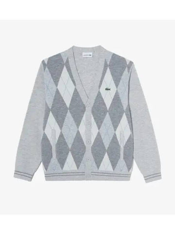 Men s Basic Button Y Cardigan Melange Gray - LACOSTE - BALAAN 1