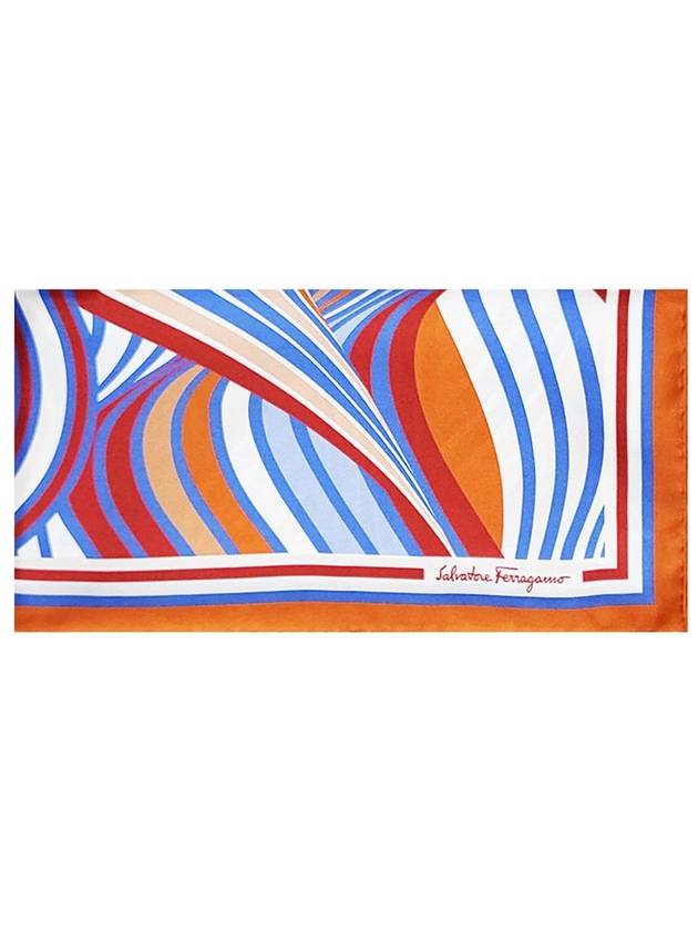 Gancio Ribbon Print Silk Scarf Orange - SALVATORE FERRAGAMO - BALAAN 1