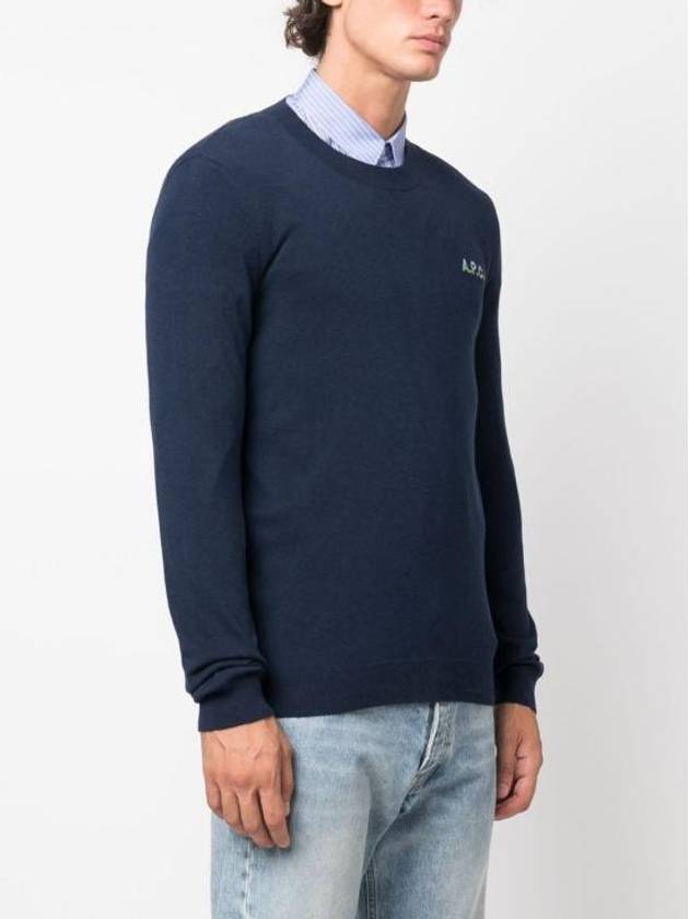 Embroidered Logo Knit Top Navy - A.P.C. - BALAAN 3