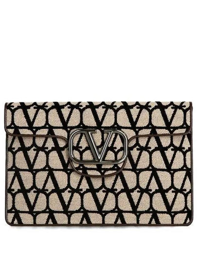 Toile Iconographe V Logo Clutch Bag Beige - VALENTINO - BALAAN 2