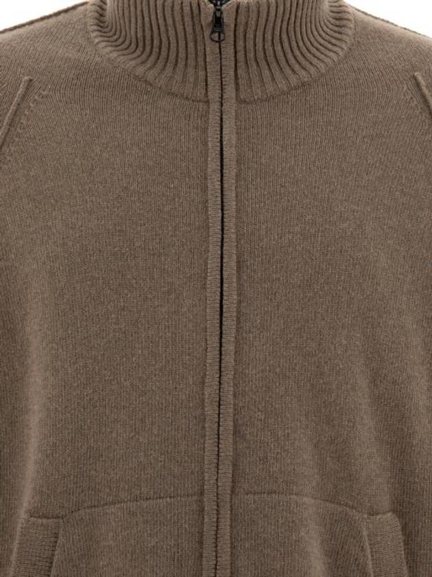 Lambswool GRS Zipped Cardigan Beige - CP COMPANY - BALAAN 4