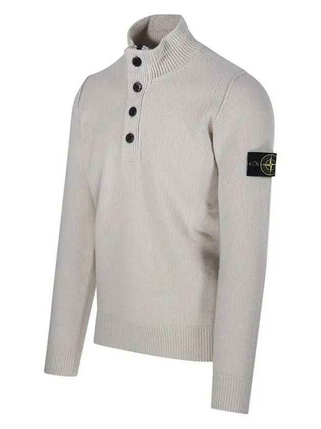 Wappen Patch Half Button Lambswool Knit Top Plaster - STONE ISLAND - BALAAN 4