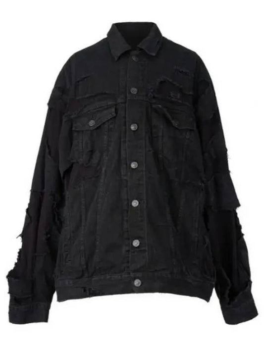 Unity Sports Icon Patchwork Denim Jacket Black - BALENCIAGA - BALAAN 2