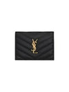 Casandra Matelasse Quilted Lambskin Flap Card Wallet Black - SAINT LAURENT - BALAAN 2