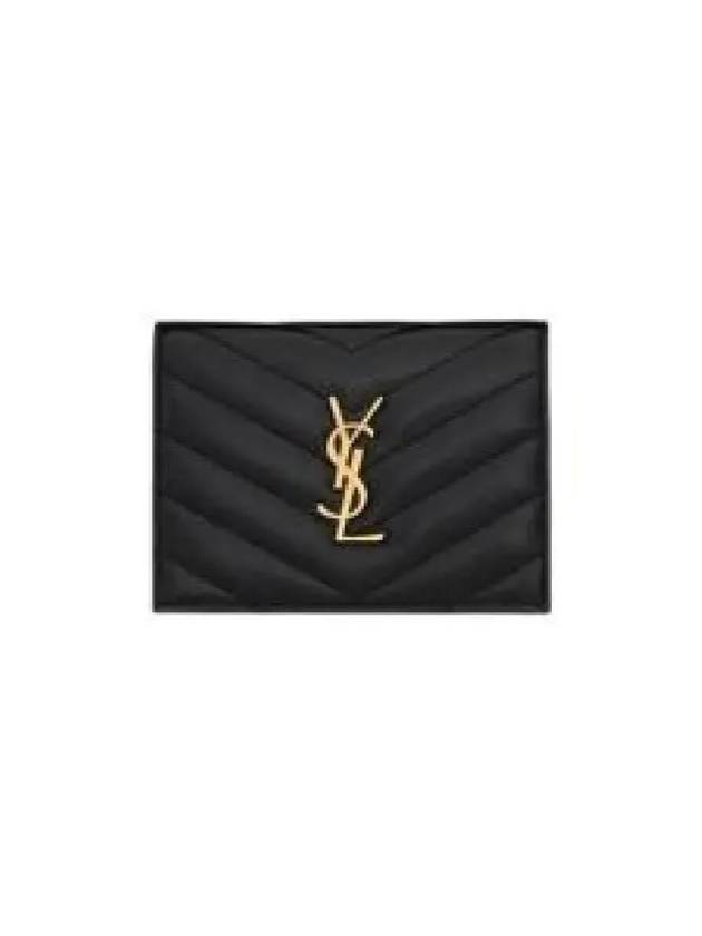 Casandra Matelasse Quilted Lambskin Flap Card Wallet Black - SAINT LAURENT - BALAAN 2