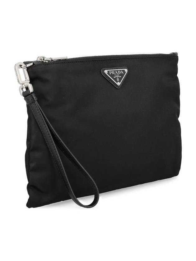 Re-Nylon and Saffiano Leather Clutch Bag Black - PRADA - BALAAN 4