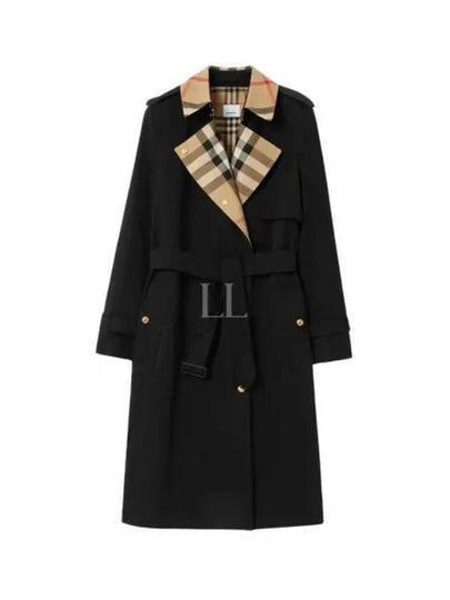 Check Panel Gabardine Trench Coat Black - BURBERRY - BALAAN 2