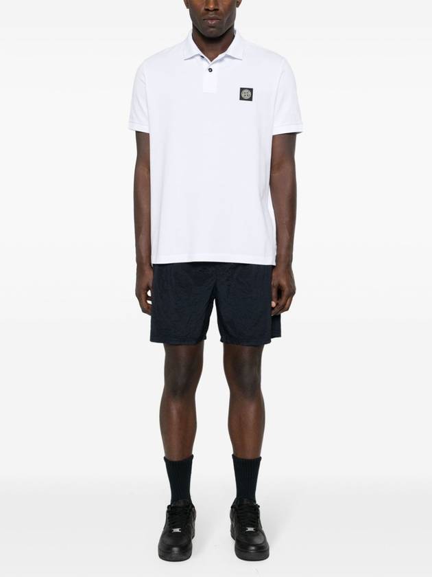 Pique Stretch Cotton Short Sleeve Polo Shirt White - STONE ISLAND - BALAAN 4