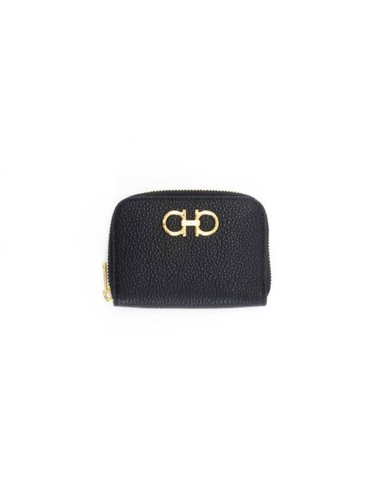 Gancini soft zipper card wallet black BK 0758664 220406 - SALVATORE FERRAGAMO - BALAAN 1