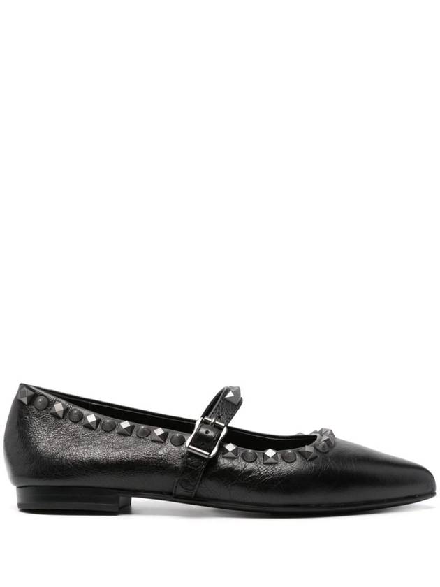 Ash Calf Leather Ballerina Flats With Studs - ASH - BALAAN 1