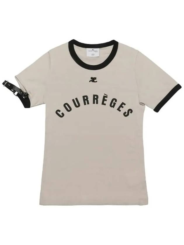 Buckle Contrast Print Short Sleeve T-Shirt Limestone - COURREGES - BALAAN 5