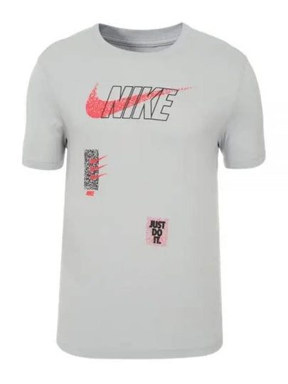 Triple Swoosh Dri Fit Short Sleeve T-Shirt Grey - NIKE - BALAAN 2