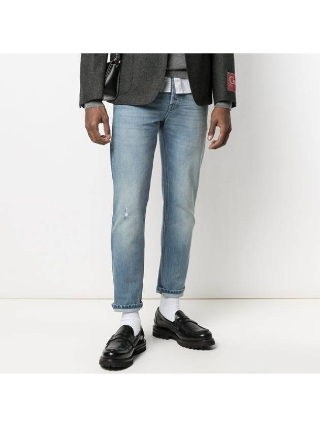 Tapered Eco Bleach Denim Jeans Blue - GUCCI - BALAAN 3