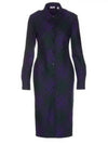 Check Wool Shirt Midi Dress Purple - BURBERRY - BALAAN 2