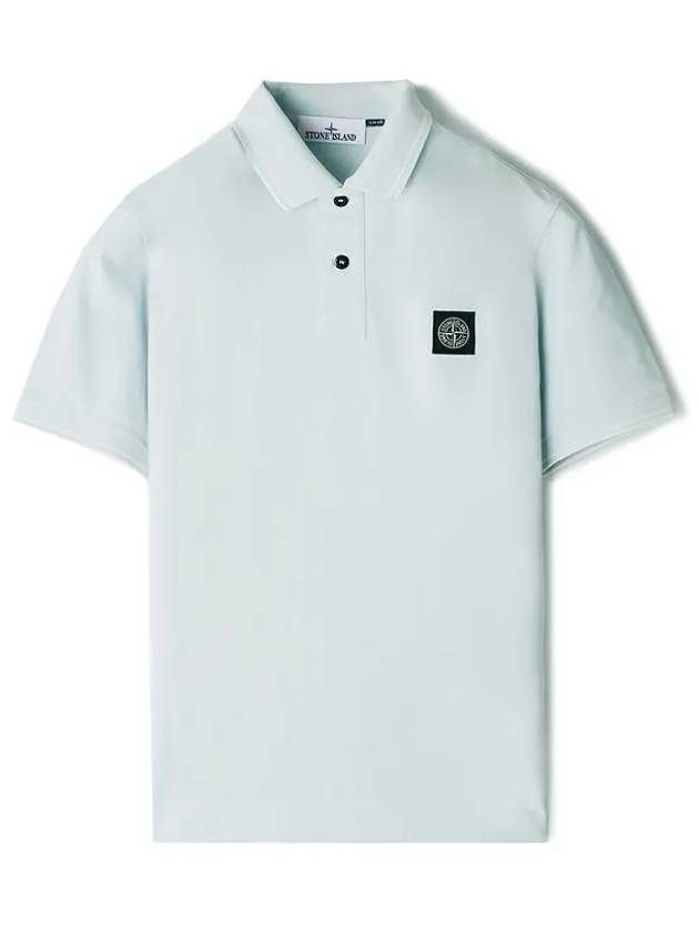 Organic Cotton Elastane Polo Shirt Sky Blue - STONE ISLAND - BALAAN 1