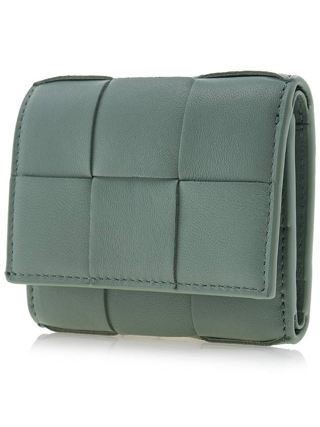 Intrecciato Tri-Fold Zipper Half Wallet Green - BOTTEGA VENETA - BALAAN 3