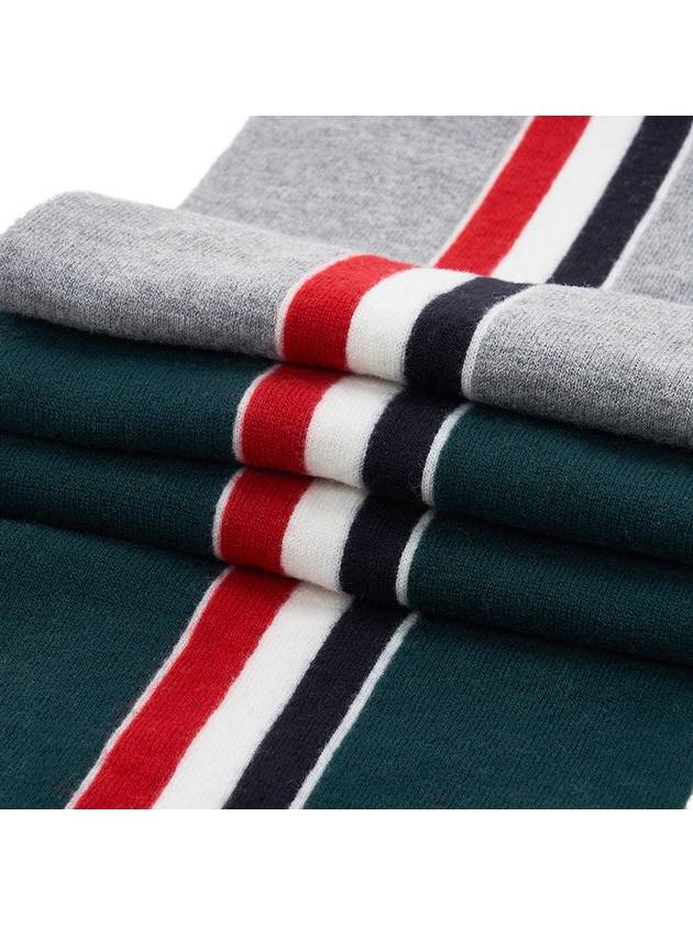 Tri-color Detail Virgin Wool Knit Scarf - THOM BROWNE - BALAAN 5