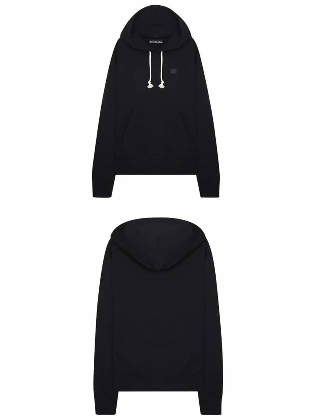 Face Logo Patch Cotton Hoodie Black - ACNE STUDIOS - BALAAN 5