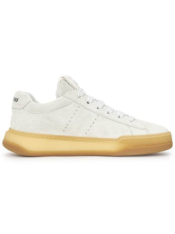 Women's Suede Low Top Sneakers White - MIU MIU - BALAAN 1