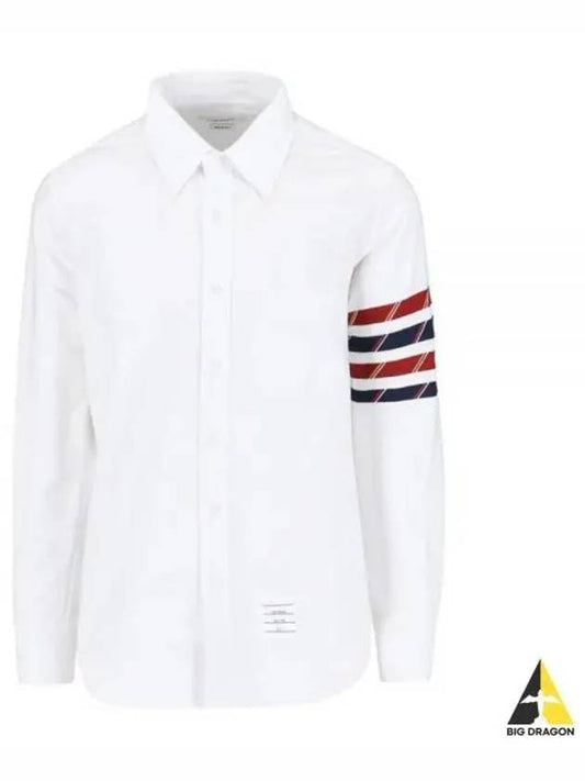 4-bar Oxford Long Sleeves Shirt White - THOM BROWNE - BALAAN 2