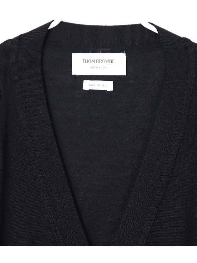 Men's Sustainable Classic Diagonal Wool Cardigan Black - THOM BROWNE - BALAAN 5