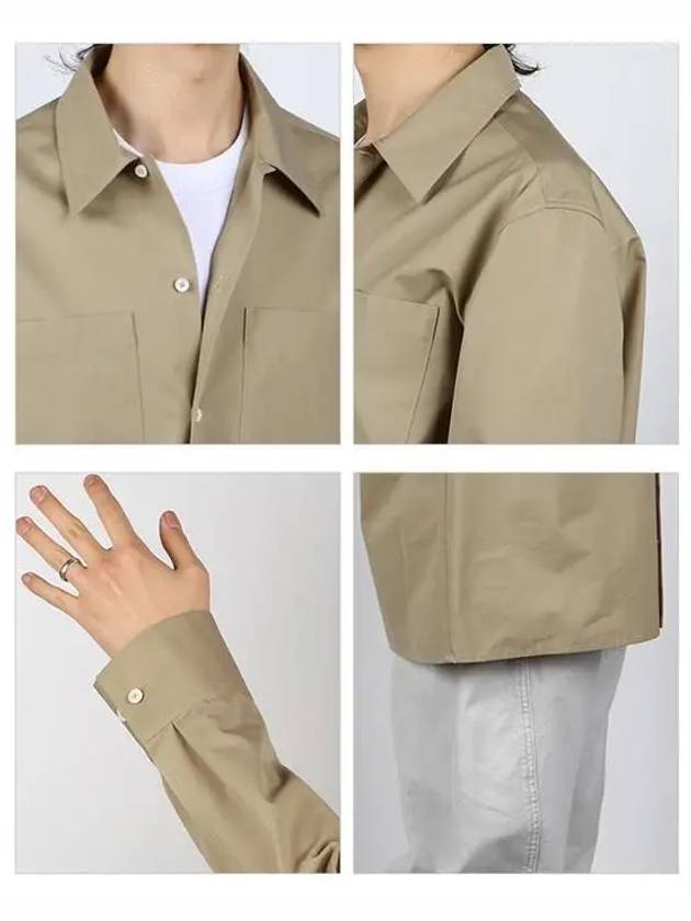 Men's Classic Button Pocket Cotton Long Sleeve Shirt Beige - JIL SANDER - BALAAN 4