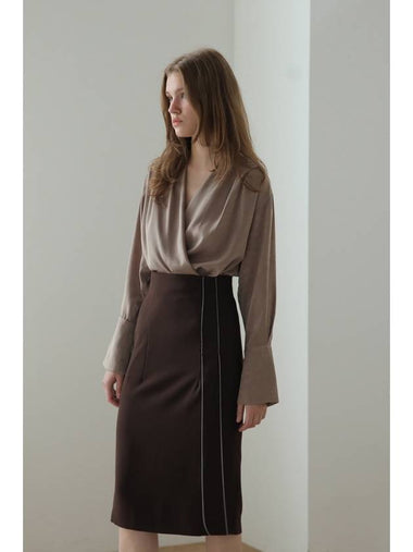 Caisienne loose fit drape blouse brown - CAHIERS - BALAAN 1